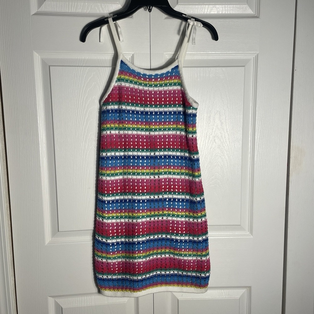 Gap Kids Rainbow Striped Crochet Dress Girls XL 12-13 Years Multicolor Knit